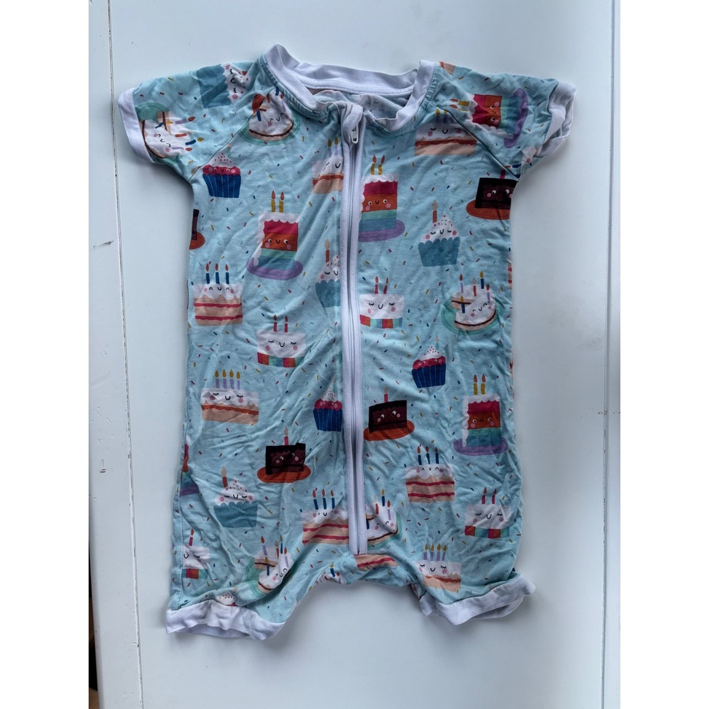 Little Sleepies Birthday‎ Cake Bamboo Zippy Romper Blue 18-24 Months LS020-0421